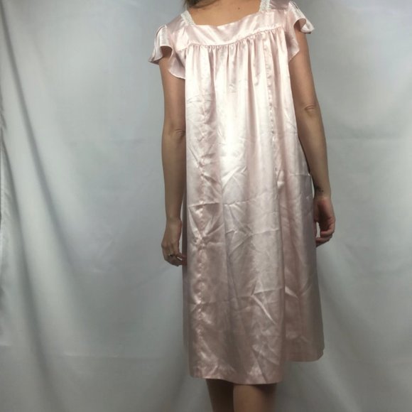 Oscar de la Renta Light Pink Nightgown Satin Vintage Inspired Size Large - Picture 4 of 9